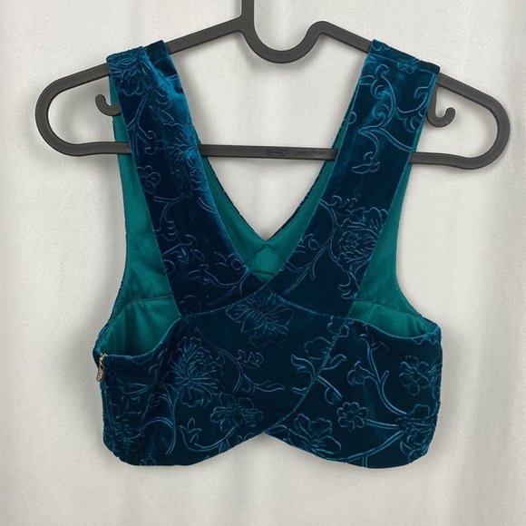 Anthropologie Blue Velvet Crop Top - Picture 4 of 8